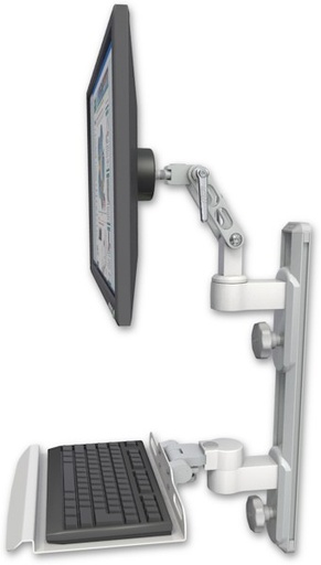 [UL500-T19D-KU12] AccessMount™ Ultra 500 LCD mount on a 19" wall track with separate arms and a 12" keyboard tray