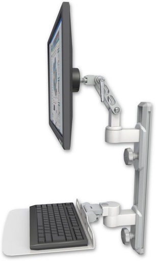 [UL500-T19D-KU12F] AccessMount™ Ultra 500 LCD mount on a 19" wall track with separate arms and a 12" flat keyboard tray