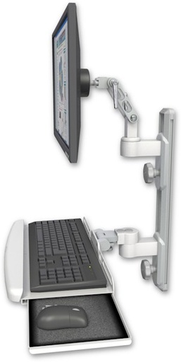 [UL500-T19D-KUB] AccessMount™ Ultra 500 LCD mount on a 19" wall track with separate arms and a wrist-rest keyboard tray