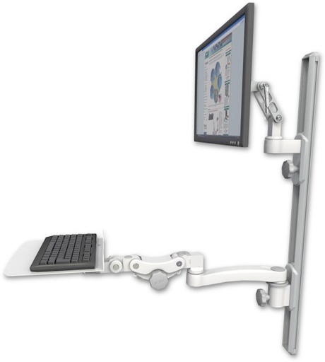 [UL500-T36D-KP12F-A1] AccessMount™ Ultra 500 LCD mount on a 36" wall track with separate arms, a 12" flat paralink keyboard tray, and an 11" arm