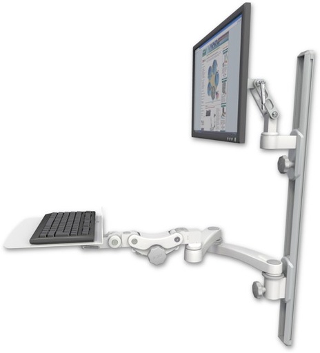 [UL500-T36D-KP12F-A2] AccessMount™ Ultra 500 LCD mount on a 36" wall track with separate arms, a 12" flat paralink keyboard tray, and a 20" double-arm