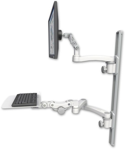 [UL500-T36D-KP12F-A3] AccessMount™ Ultra 500 LCD mount on a 36" wall track with separate arms, a 12" flat paralink keyboard tray, and an 11" arm and 20" double-arm