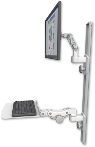 [UL500-T36D-KP12F] AccessMount™ Ultra 500 LCD mount on a 36" wall track with separate arms and a 12" flat paralink keyboard tray