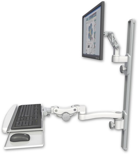 [UL500-T36D-KPB-A1] AccessMount™ Ultra 500 LCD mount on a 36" wall track with separate arms, a paralink keyboard tray w/ wrist rest bend, and an 11" arm
