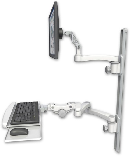 [UL500-T36D-KPB-A3] AccessMount™ Ultra 500 LCD mount on a 36" wall track with separate arms, a paralink keyboard tray w/ wrist rest bend, and an 11" arm and 20" double-arm