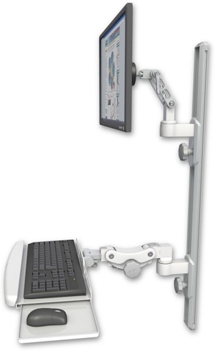 [UL500-T36D-KPB] AccessMount™ Ultra 500 LCD mount on a 36" wall track with separate arms and a paralink keyboard tray w/ wrist rest bend