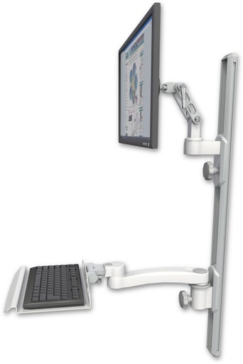 [UL500-T36D-KU12-A1] AccessMount™ Ultra 500 LCD mount on a 36" wall track with separate arms, a 12" keyboard tray, and an 11" arm