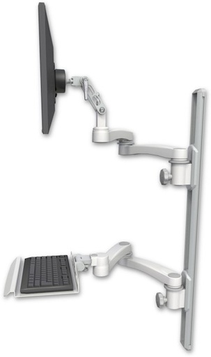 [UL500-T36D-KU12-A4] AccessMount™ Ultra 500 LCD mount on a 36" wall track with separate arms, a 12" keyboard tray, and two 20" double-arms