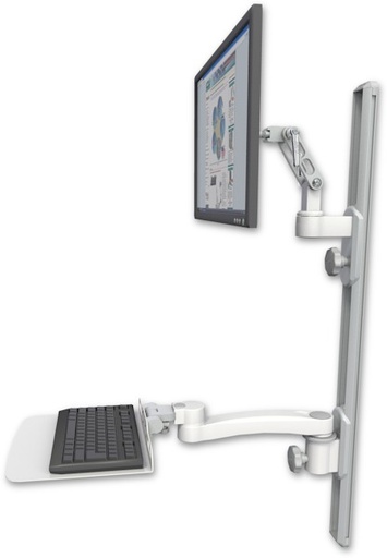 [UL500-T36D-KU12F-A1] AccessMount™ Ultra 500 LCD mount on a 36" wall track with separate arms, a 12" flat keyboard tray, and an 11" arm