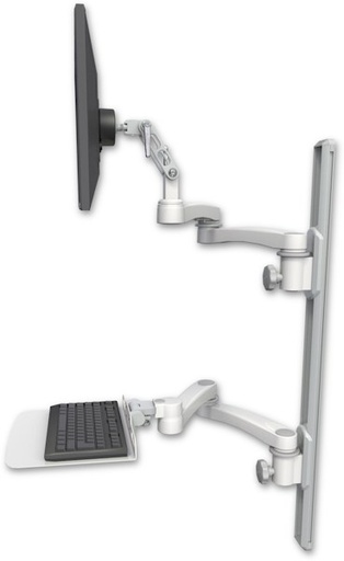 [UL500-T36D-KU12F-A4] AccessMount™ Ultra 500 LCD mount on a 36" wall track with separate arms, a 12" flat keyboard tray, and two 20" double-arms