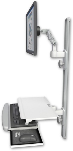 [UL500-T36D-KUS] AccessMount™ Ultra 500 LCD mount on a 36" wall track with separate arms and a work surface tray and slide-out keyboard tray