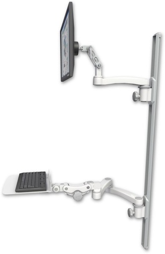 [UL500-T50D-KP12F-A3] AccessMount™ Ultra 500 LCD mount on a 50" wall track with separate arms, a 12" flat paralink keyboard tray, and an 11" arm and 20" double-arm