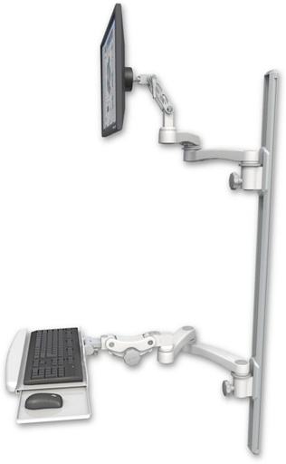 [UL500-T50D-KPB-A4] AccessMount™ Ultra 500 LCD mount on a 50" wall track with separate arms, a paralink keyboard tray w/ wrist rest bend, and two 20" double-arms
