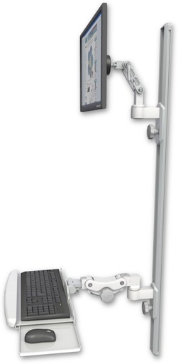 [UL500-T50D-KPB] AccessMount™ Ultra 500 LCD mount on a 50" wall track with separate arms and a paralink keyboard tray w/ wrist rest bend