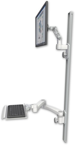 [UL500-T50D-KU12-A2] AccessMount™ Ultra 500 LCD mount on a 50" wall track with separate arms, a 12" keyboard tray, and a 20" double-arm