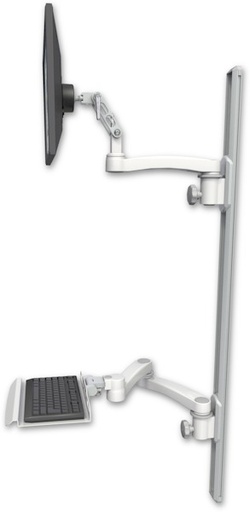 [UL500-T50D-KU12-A3] AccessMount™ Ultra 500 LCD mount on a 50" wall track with separate arms, a 12" keyboard tray, and an 11" arm and 20" double-arm