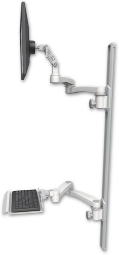 [UL500-T50D-KU12-A4] AccessMount™ Ultra 500 LCD mount on a 50" wall track with separate arms, a 12" keyboard tray, and two 20" double-arms