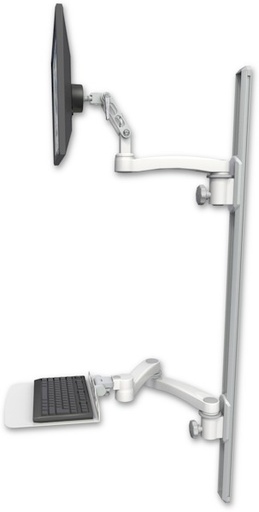 [UL500-T50D-KU12F-A3] AccessMount™ Ultra 500 LCD mount on a 50" wall track with separate arms, a 12" flat keyboard tray, and an 11" arm and 20" double-arm