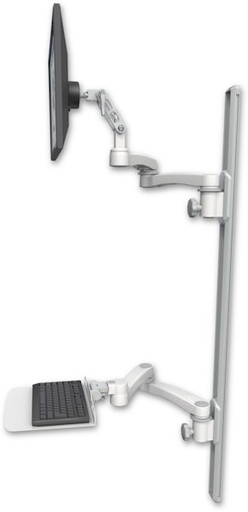 [UL500-T50D-KU12F-A4] AccessMount™ Ultra 500 LCD mount on a 50" wall track with separate arms, a 12" flat keyboard tray, and two 20" double-arms