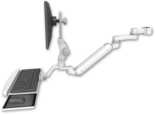 [UL182IP-P15-KUB-AS1] AccessMount™ Inverted Ultra 182 Arm with Paralink monitor mount mount for a 1.5" pole, a wrist-rest keyboard tray, and an 6" arm