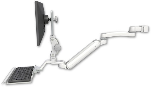 [UL182IP-P2-KU12-A1] AccessMount™ Inverted Ultra 182 Arm with Paralink monitor mount mount for a 2" pole, a 12" keyboard tray, and an 11" arm