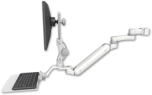 [UL182IP-P2-KU12F-AS1] AccessMount™ Inverted Ultra 182 Arm with Paralink monitor mount mount for a 2" pole, a 12" flat keyboard tray, and an 6" arm