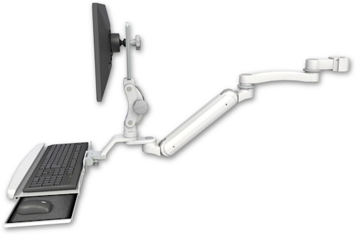 [UL182IP-P2-KUB-A1] AccessMount™ Inverted Ultra 182 Arm with Paralink monitor mount mount for a 2" pole, a wrist-rest keyboard tray, and an 11" arm