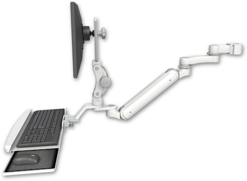 [UL182IP-P2-KUB-AS1] AccessMount™ Inverted Ultra 182 Arm with Paralink monitor mount mount for a 2" pole, a wrist-rest keyboard tray, and an 6" arm