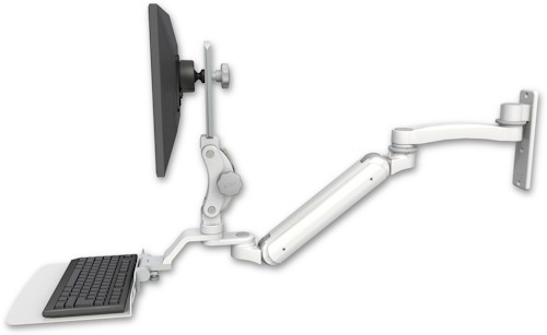 [UL182IP-W3-KU12F-A1] AccessMount™ Inverted Ultra 182 Arm with Paralink monitor mount wall mount, a 12" flat keyboard tray, and an 11" arm