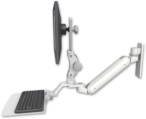 [UL182IP-W3-KU12F] AccessMount™ Inverted Ultra 182 Arm with Paralink monitor mount wall mount and a 12" flat keyboard tray