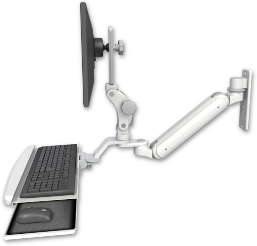 [UL182IP-W3-KUB] AccessMount™ Inverted Ultra 182 Arm with Paralink monitor mount wall mount and a wrist-rest keyboard tray