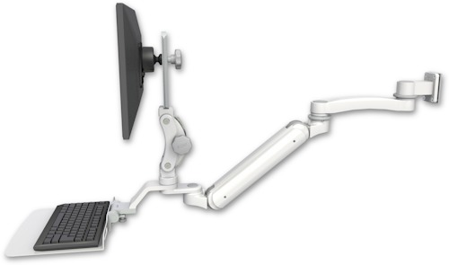[UL182IP-W5-KU12F-A1] AccessMount™ Inverted Ultra 182 Arm with Paralink monitor mount 3.5" wall mount, a 12" flat keyboard tray, and an 11" arm