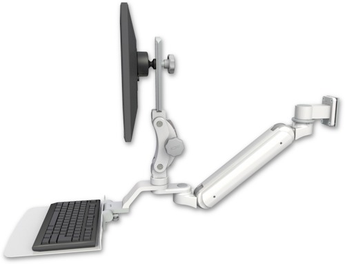 [UL182IP-W5-KU12F] AccessMount™ Inverted Ultra 182 Arm with Paralink monitor mount 3.5" wall mount and a 12" flat keyboard tray