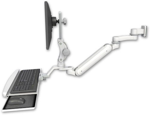 [UL182IP-W5-KUB-AS1] AccessMount™ Inverted Ultra 182 Arm with Paralink monitor mount 3.5" wall mount, a wrist-rest keyboard tray, and an 6" arm