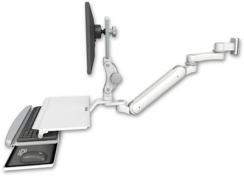 [UL182IP-W5-KUS-AS1] AccessMount™ Inverted Ultra 182 Arm with Paralink monitor mount 3.5" wall mount, a work surface tray and slide-out keyboard tray, and an 6" arm