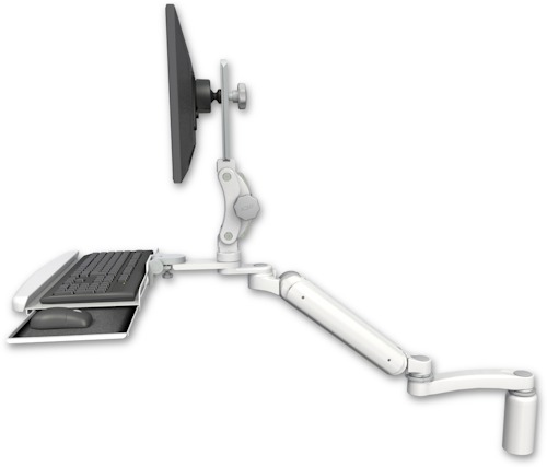 [UL182P-D5-KDB-A1] AccessMount™ Ultra 182 Arm with Paralink monitor mount desk mount, a 5" riser, a wrist-rest keyboard tray, and an 11" arm