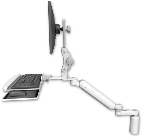 [UL182P-D5-KDB-AS1] AccessMount™ Ultra 182 Arm with Paralink monitor mount desk mount, a 5" riser, a wrist-rest keyboard tray, and an 6" arm