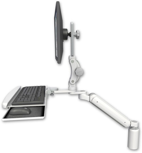 [UL182P-D5-KDB] AccessMount™ Ultra 182 Arm with Paralink monitor mount desk mount, a 5" riser, and a wrist-rest keyboard tray