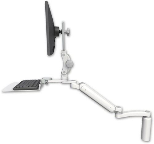 [UL182P-D7-KD12F-A1] AccessMount™ Ultra 182 Arm with Paralink monitor mount desk mount, a 7.5" riser, a 12" flat keyboard tray, and an 11" arm