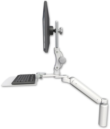 [UL182P-D7-KD12F] AccessMount™ Ultra 182 Arm with Paralink monitor mount desk mount, a 7.5" riser, and a 12" flat keyboard tray