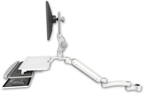 [UL182P-P17-KUS-A1] AccessMount™ Ultra 182 Arm with Paralink monitor mount mount for a 1.75" pole, a work surface tray and slide-out keyboard tray, and an 11" arm