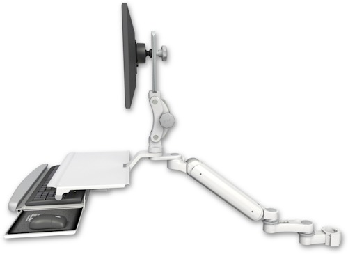 [UL182P-P2-KUS-AS1] AccessMount™ Ultra 182 Arm with Paralink monitor mount mount for a 2" pole, a work surface tray and slide-out keyboard tray, and an 6" arm