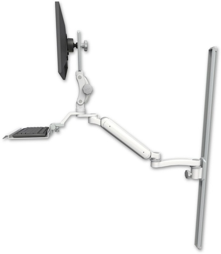 [UL182HP-T50-KU12-A1] AccessMount™ Ultra 182 Heavy Duty Arm with Paralink monitor mount mount on a 50" wall track slider, a 12" keyboard tray, and an 11" arm