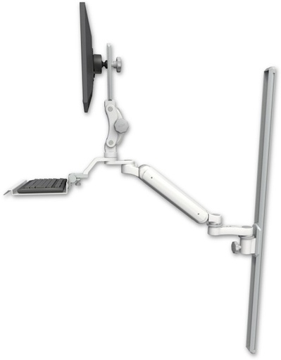 [UL182HP-T50-KU12-AS1] AccessMount™ Ultra 182 Heavy Duty Arm with Paralink monitor mount mount on a 50" wall track slider, a 12" keyboard tray, and an 6" arm