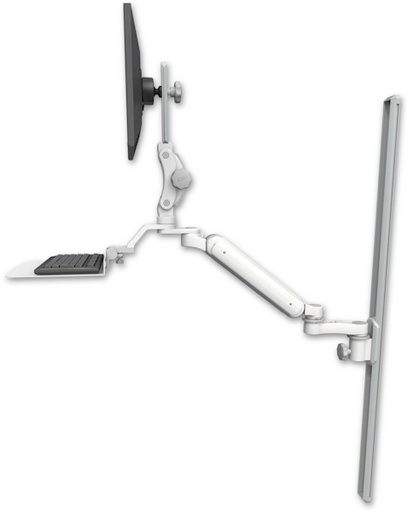 [UL182HP-T50-KU12F-AS1] AccessMount™ Ultra 182 Heavy Duty Arm with Paralink monitor mount mount on a 50" wall track slider, a 12" flat keyboard tray, and an 6" arm