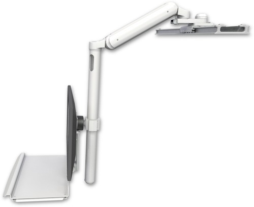 [UL182I-PS28-KB16-XU25] AccessMount™ Inverted Ultra 182 Arm mount on a ProSlide 28" track slider with a 16" wrist-rest keyboard tray and a 25" pole