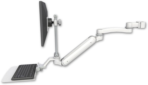 [UL182IEV7-P2-KU12F-A1] AccessMount™ Inverted Ultra 182 Arm with EV710 monitor mount mount for a 2" pole, a 12" flat keyboard tray, and an 11" arm