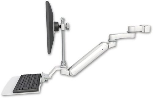 [UL182IEV7-P2-KU12F-AS1] AccessMount™ Inverted Ultra 182 Arm with EV710 monitor mount mount for a 2" pole, a 12" flat keyboard tray, and an 6" arm
