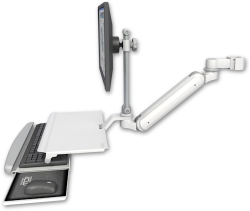 [UL182IEV7-P2-KUS] AccessMount™ Inverted Ultra 182 Arm with EV710 monitor mount mount for a 2" pole and a work surface tray and slide-out keyboard tray