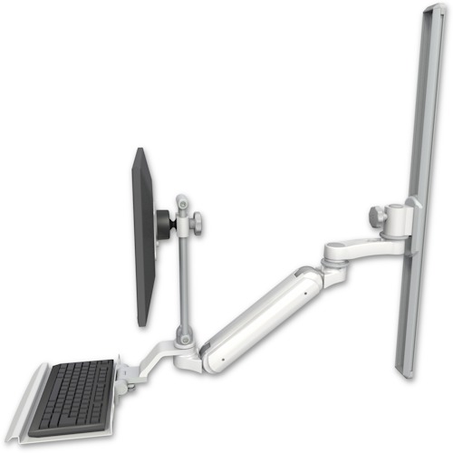 [UL182IEV7-T36-KU12-AS1] AccessMount™ Inverted Ultra 182 Arm with EV710 monitor mount mount on a 36" wall track slider, a 12" keyboard tray, and an 6" arm